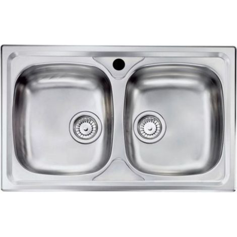 Lavello da incasso in acciaio inox due vasche con sifone 50x86 - mabel (1/2)