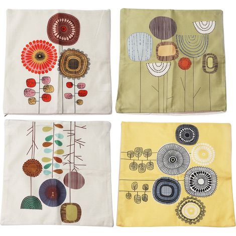 4 Housses de Coussin en Polyester Impression Numérique Fait Main, Lot de 4 Taies pour Canapé Chambre Salon (1/5)