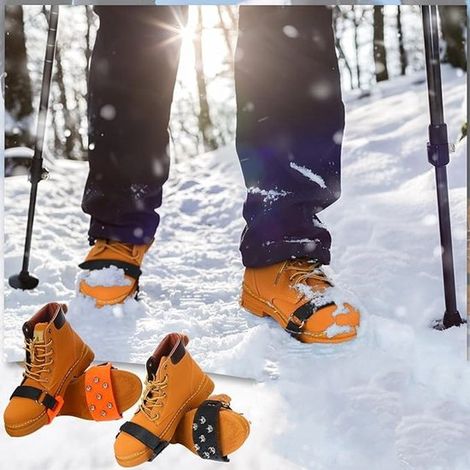 Suelas antideslizantes para nieve，1 par，Crampones de 7 lengüetas，Con cierre de velcro，Crampones para nieve，Clavos para zapatos (1/4)