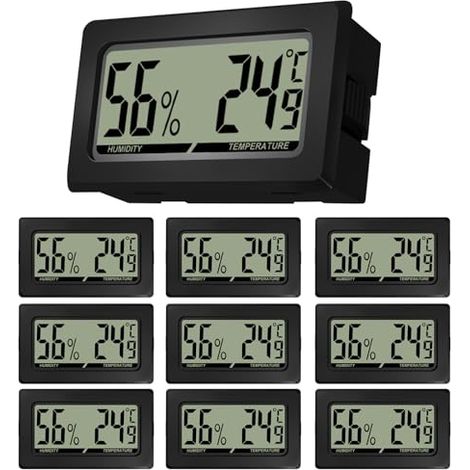 10 Pièces Thermomètre Hygromètre Mini Digital LCD, Thermometre Interieur avec Affichage Clair, Hygrometre Interieur, Mini Thermometre pour Bureau Cuisine Humidors Incubateurs Reptiles (1/5)