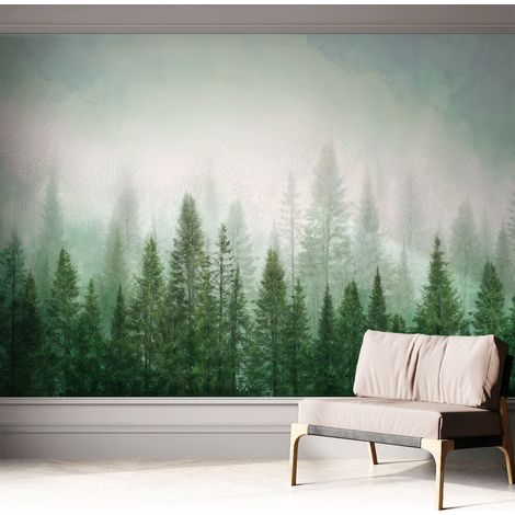Carta da parati adesiva - lavabile - decorazione murale - per cucina - pellicola decorativa Lupo nel bosco 312x219 cm (1/5)