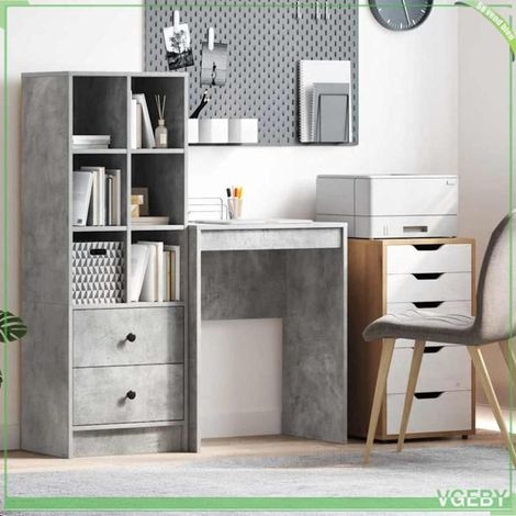 Bureau - ABI - Gris béton - 60 x 40 x 76 cm - Design moderne et élégant (1/5)