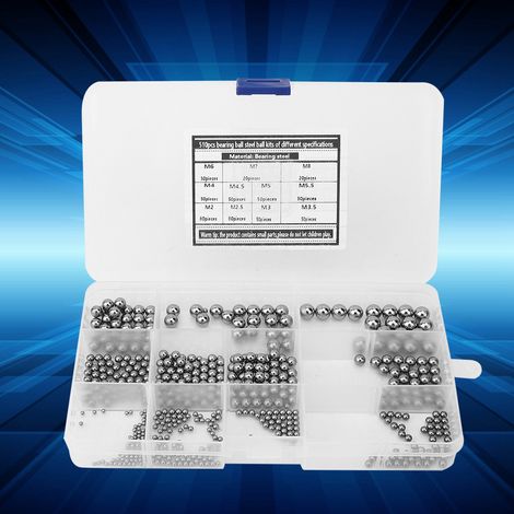 Kit de 510 billes de roulement en acier M2-M8, chromées et trempées, pour une utilisation stable et étendue. (1/5)