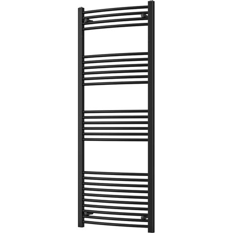 Zennor - Black Heated Towel Rail - H1600mm x W600mm - Curved (1/3)