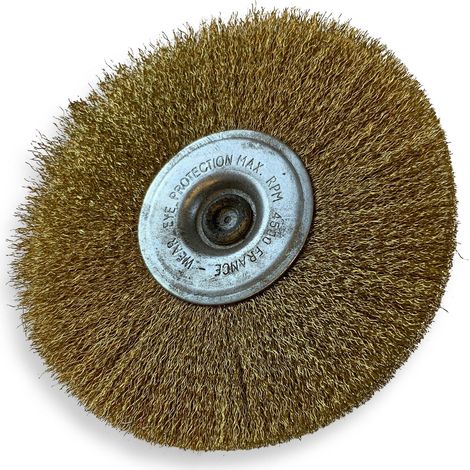 Brosse circulaire métallique sur tige Ø 125 mm Fil laiton dur - Quantité x 1 - Ø 125 mm - Ep. 12 mm - Laiton dur (1/5)