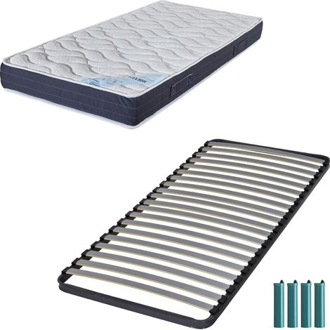 Matelas et sommier 140x190 Mousse - Melior - Soutien ferme - Fabriqué en France (1/5)