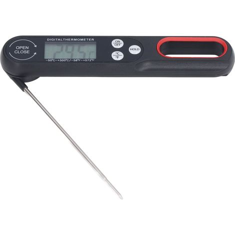Thermomètre alimentaire numérique pliable - Lecture instantanée et précise pour la cuisson au barbecue - Pile incluse (noir) (1/5)