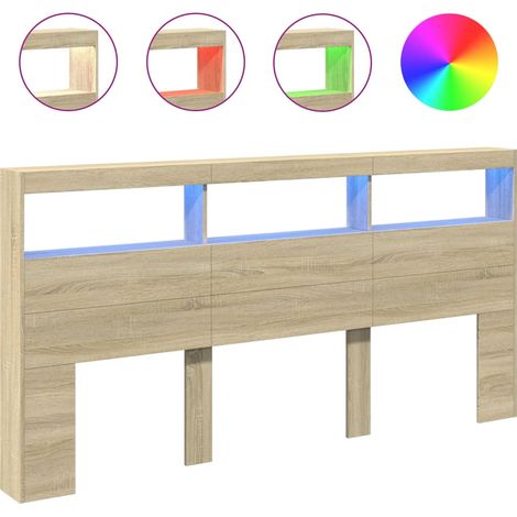 Maison Exclusive - Cabecero de cama con luz LED roble Sonoma 200x