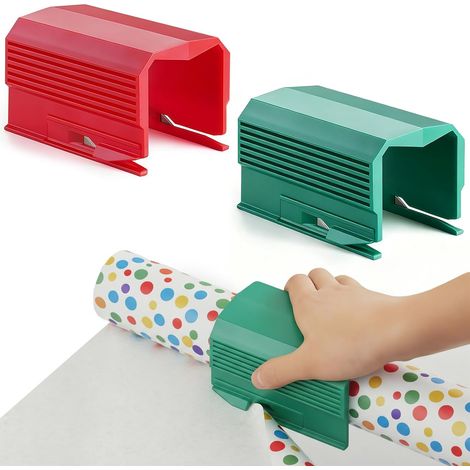 2PCS Coupe Papier Cadeau, Decoupe Papier Cadeau, Coupe Papier Rouleau Coulissant pour Papier d’Emballage de Noël, Anniversaire, Festival et Bricolage (1/5)