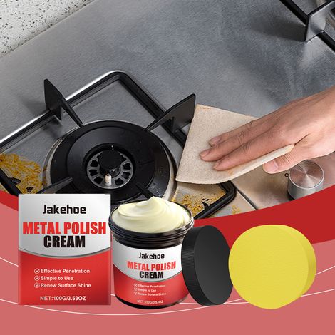 Metal polishing compound for cleaning kitchen stovetops, metal utensils, and pot bottoms to remove rust and black stains -- Polishing compound: 100g1, sponge1 (1/5)