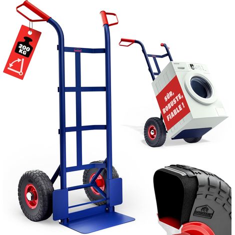 Chariot de manutention pliant – Capacité 200 kg – Tube acier – Roues pneumatiques – Gain de place – Idéal pour déménagement et livraisons (1/4)