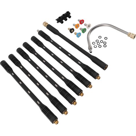 Perche d'extension nettoyeur haute pression raccord 1/4 pouce tige acier inoxydable nettoyage gouttière carter noir pour toiture et mur extérieur (1/5)