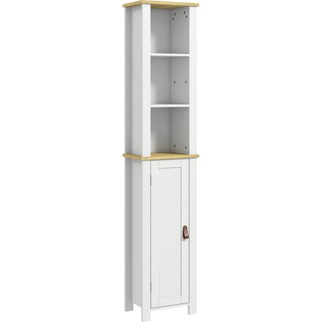 Meuble colonne de salle de bain placard à 3 niveaux étagères réglables porte en lambris 34 x 23 x 165 cm blanc