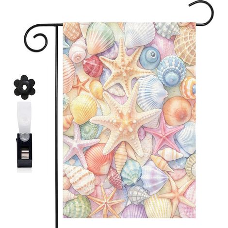 Drapeau de jardin Welcome et étoiles de mer pour le balcon 30 x 45 cm décoration cour et balcon (1/5)