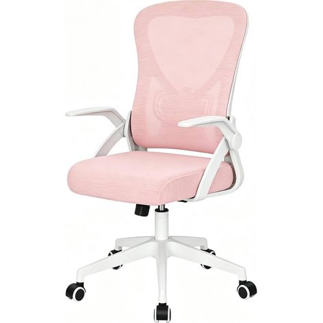 Sedia da ufficio ergonomica girevole rosa con schienale regolabile e braccioli ribaltabili MODENUIT (1/4)