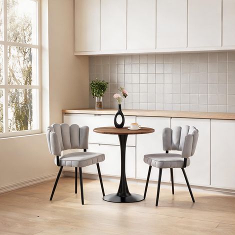 Set table et 2 chaises de cuisine avec table ronde MDF 60 cm (1/5)