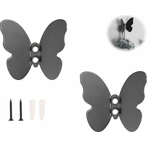 Patères décoratives, petits cintres modernes en laiton noir, crochets papillon pour serviettes de bain, chapeaux et peignoirs, en acier inoxydable, pour entrée et chambre.