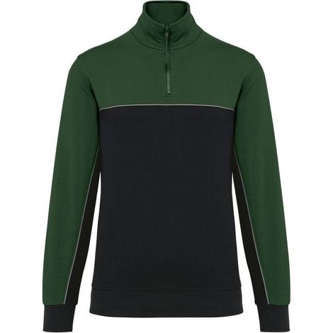 Felpa eco-responsabile con collo a zip WK. Designed To Work Nero / Argento 4XL