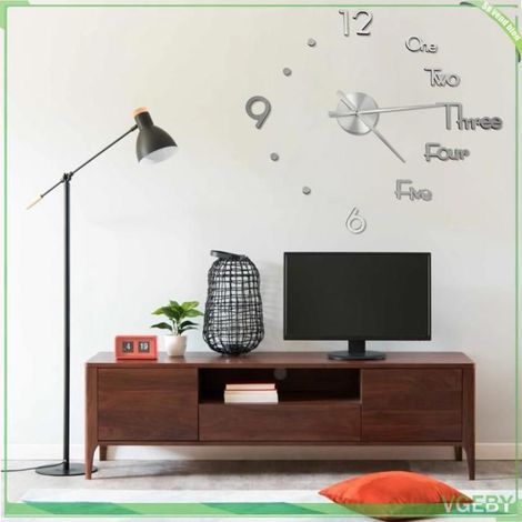 Horloge murale - 3D XXL - Argenté - Diamètre 100 cm - Aiguilles 31,5/23,5 cm (1/5)