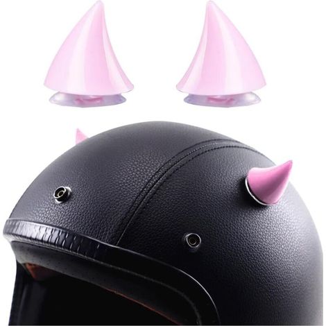 2 Pièces Décoration Corne Casque, Corne De Casque De Moto avec Ventouses, Décoration Casque Moto Corne en Caoutchouc, Accessoires Décoration Conversion pour Moto Scooter Casques(Rose) (1/5)