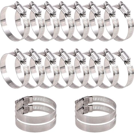 20 verstellbare Schneckengetriebe-Schlauchschellen aus Edelstahl 304 (40-63 mm)