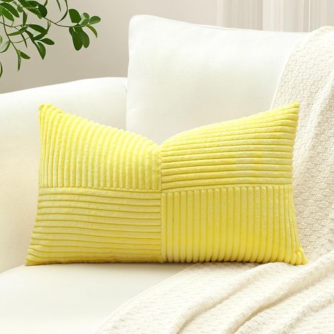 Housse de coussin en velours côtelé, motif à rayures croisées, housses de coussin en velours côtelé, housses de coussin pour canapé, housse de coussin décorative patchwork, housse de coussin, housse d (1/4)