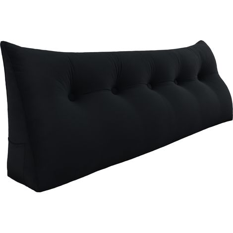 VERCART Coussin de Lecture Compensé, Triangulaire Coussin à Coins, Gros Coussin Canapé, Traversin Tête de lit Support Arrière, Oreiller Cervical Dossier de Soutien Lombaire, Velours Noir 160cm (1/5)