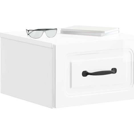 Maison Exclusive - Mobiletto da notte a muro 2 pcs Bianco Lucido 34,5 x 33 x 20 cm