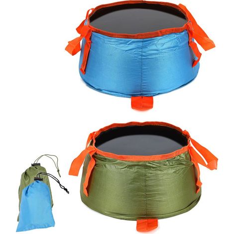 Faltbarer Eimer – Tragbarer Wascheimer für Camping, Wandern und Picknicks – Wasserdichtes Polyester – 29 x 14 cm – 2 Stück (1/5)