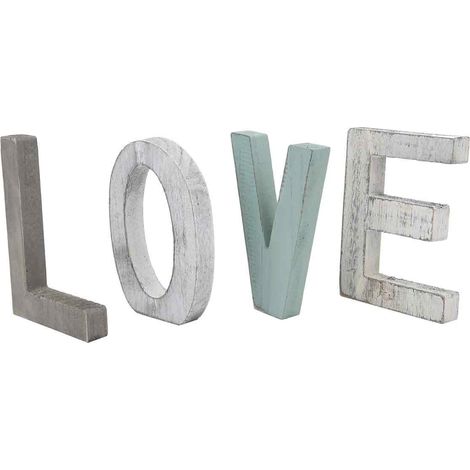 4 panneaux décoratifs en bois, lettres anglaises LOVE, motif multicolore, décoration murale intérieure (1/5)