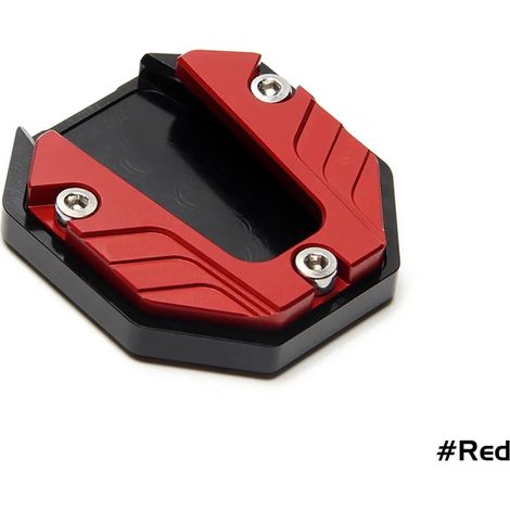 (Rouge) Rallonge de béquille latérale pour moto, support antidérapant à base élargie, compatible avec les scooters et les trottinettes. (1/4)
