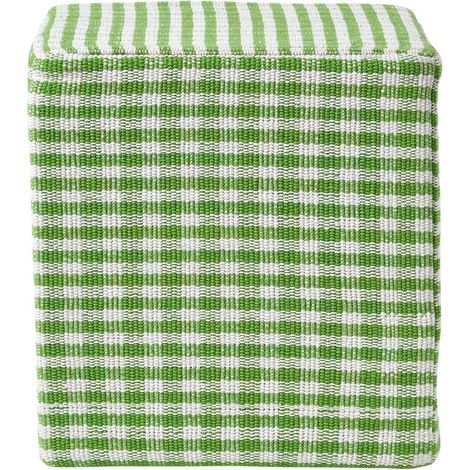 HOMESCAPES Vichy-Karo Pouf grün-weiß – Sitzwürfel, 36x38 cm