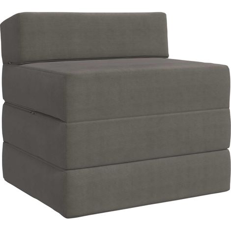 Foldable Sofa Bed Light Grey 200 x 70 x 15 cm Corduroy Fabric vidaXL