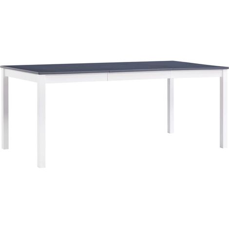 Table à manger rectangulaire pin massif blanc et gris Sadou 180cm (1/5)