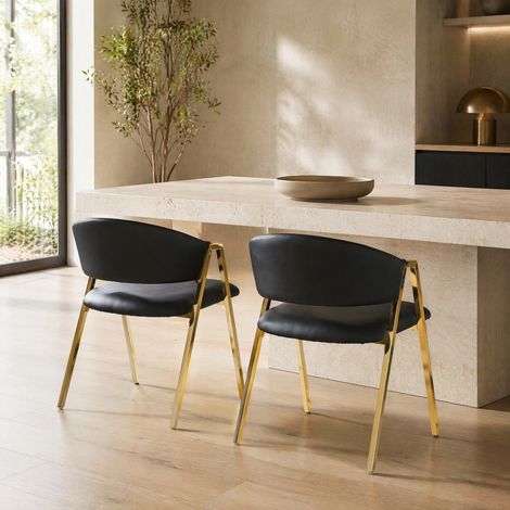Chaise salle à manger noire métal doré OKMYHOME (1/5)