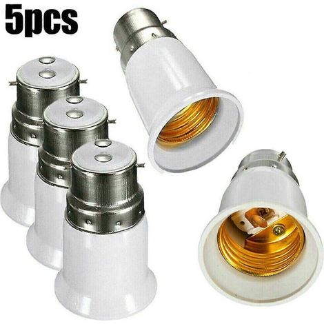 Adaptador B22 a E27 (5 unidades) para bombillas de rosca Edison, compatible con focos empotrables. (1/3)