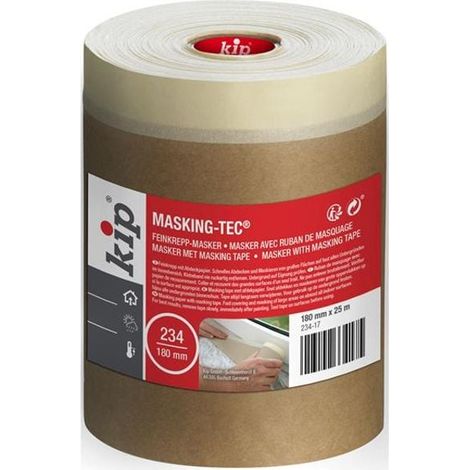 KIP® 234 Paper Masking Tape, 180mm x 25m, Professional Grade Masking Tape for Painting and Surface Protection