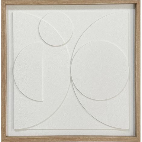 Cuadro decorativo de espuma enmarcado, diseño texturizado en 3D en color blanco, 60x60cm (1/5)