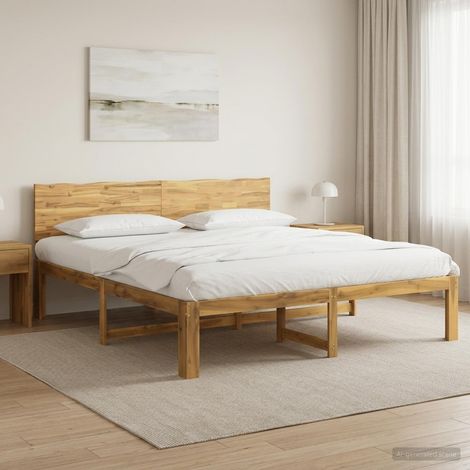 Cama doble con cabecero ROSTOCK Blanco 200 x 200 cm (1/5)