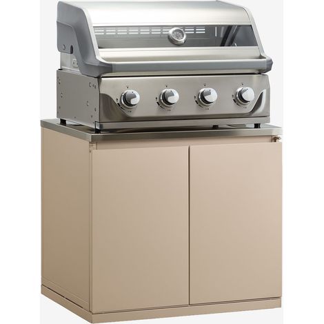 Módulo con barbacoa de gas con 4 quemadores para cocina modular de exterior en acero Rivana SKLUM (1/5)