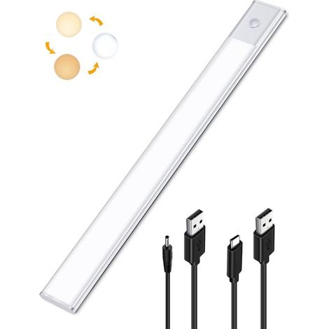 Motion Sensor LED Closet Light, 2 in 1 Kitchen Under Cabinet LED Strip, USB Rechargeable & DC 5V Powered, 40cm Motion Sensor Adhesive Light Strip, Wireless LED Bar (1/5)