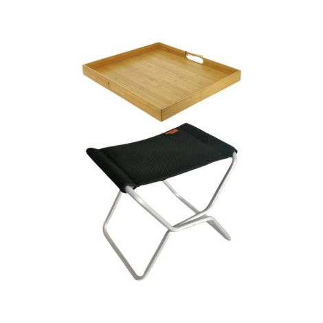 PACK SOPLAIR Tabouret de Camping Pliant Gaia Léger et Compact + Plateau en bambou Camping Car (1/4)