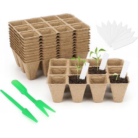 180 Pieces Seedling Pot, Grow Pot, Seed Seedling Buckets, with 100 Plastic Plant Labels and a Pair of Migration Tools (1/5)