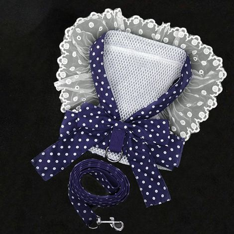 Bequemes Geschirr für Hunde und Katzen, inklusive Leine, Weste für kleine Hunde, marineblau, Größe 2XL, ideal für Spaziergänge und Partys. (1/5)