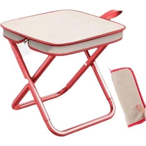 Tabouret portable, petit tabouret pliant de 13 pouces pour adultes, tabouret de camping noir ultraléger pour la randonnée et la pêche, supportant jusqu'à 265 lb (Rouge) (1/3)
