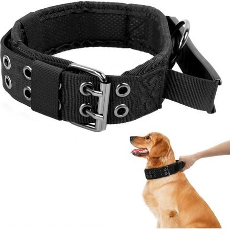 (43-53 cm) Collare tattico per cani con maniglia di controllo, collare imbottito regolabile di tipo militare, collare in nylon con fibbia in metallo per cani di taglia media e grande per l'addestramen (1/5)