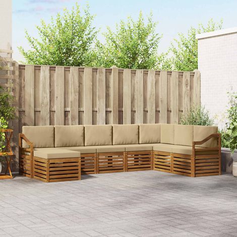 vidaXL Outdoor-Sofagarnitur 8 pcs Natur und Beige Massivholz Akazie (1/5)