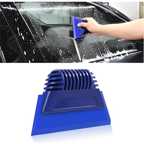 Raclette en Silicone Polyvalente d'Enveloppe de Vinyle, Flexible Raclette en Caoutchouc de Film pour Fenêtre, Raclette à Vitres pour Verre Porte de Douche Pare-Brise de Voiture(Bleu) (1/5)