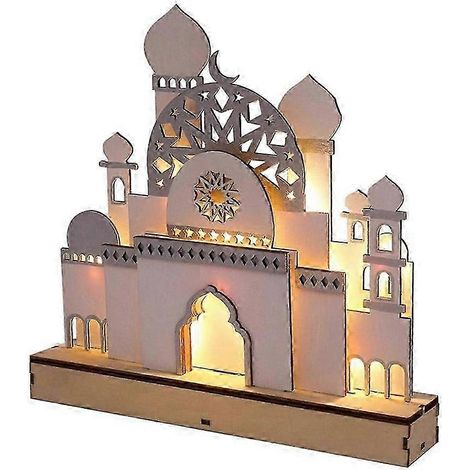Lámpara de noche LED de madera C Eid Mubarak Decoración musulmana de Ramadán para el hogar Fiesta islámica Musulmana Decoración Mubarak Artículos para fiestas (1/5)