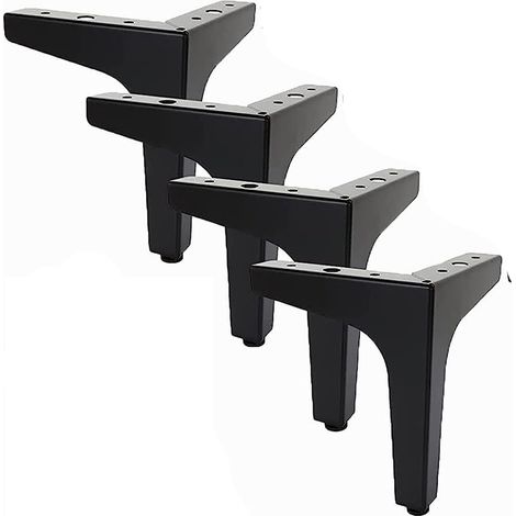 Juego de 4 patas de metal de hierro negro para sofá, 10 cm, patas de metal para mesa de centro, patas de muebles negras, soporte de hierro forjado para mesa/sofá. (1/4)